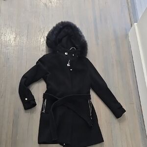 Calvin Klein Black Hooded Trench Coat